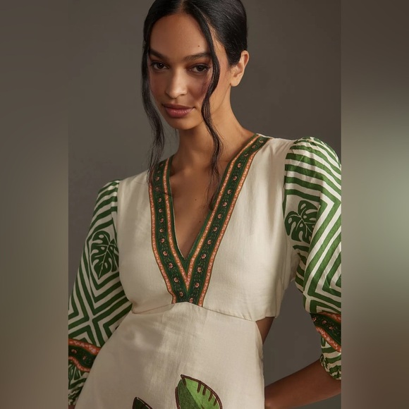 Farm Rio x Anthropologie Palm V-Neck Midi Dress - Picture 3 of 11